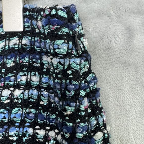 St John Skirt Womens 8 Blue Black Tweed Boucle Knit Wool Blend Classic Stretch - Picture 4 of 14